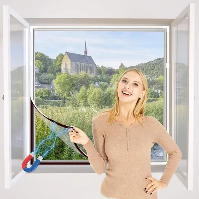 Produktbild von Magnetisches Insektenschutz-Fenster 100 x 130 cm Weiß Zuschneidbar