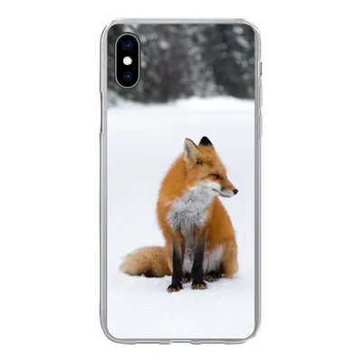 Produktbild von MuchoWow® Handyhülle Schutzhülle Hülle für iPhone Xs Fuchs - Schnee - Winter Silikon Softcase Handy Hülle - Handytasche
