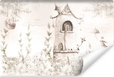 Produktbild von Muralo Selbstklebende Fototapete für Mädchen PRINZESSIN im Turm Blumen Kaninchen Märchen Br. 152.5cm x Hö. 104cm