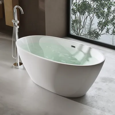 Produktbild von doporro Freistehende Design-Badewanne Vicenza599 170x79x56cm Oval Weiß Acryl-Standbadewanne mit Ablaufgarnitur DIN-Anschlüssen