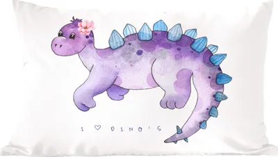 Produktbild von MuchoWow® Zierkissen Sofakissen Wohnzimmer Dekokissen 50x30 cm Dinosaurier - Lila - Kinderzimmer - Mädchen - Kinder - Rosa - Kind - Wohnzimmerdekoration - Polster mit Photo