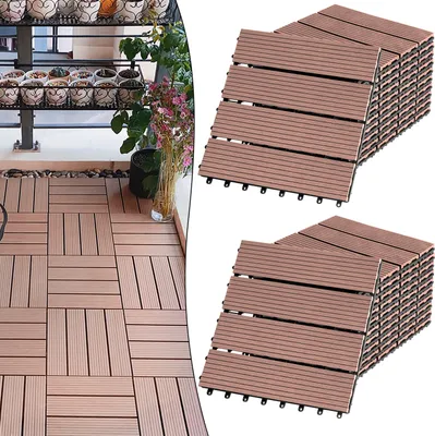 Obrázek produktu pro LARS360 22 kusů WPC dlaždic, 2m2 30x30cm terasové dlaždice balkonové dlaždice klikněte na dlaždice palubky balkon zahrada hnědá