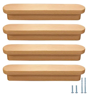 Immagine prodotto di 8 maniglie in legno di faggio per mobili e cassetti