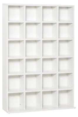 Produktbild von 24-st?ckiges CD-Regal mit verstellbarer H?he, Holz, 130,5 x 89 x 20 cm, Wei?