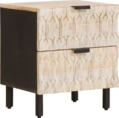 Produktbild von vidaXL Nachttisch 2 pcs Weiß 40 x 33 x 46 cm Massivholz Mango