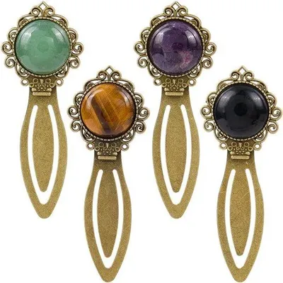 Produktbild von Alte Brosche - Antike Papierklammern Natursteine Amethyst Retro Antik Bronze