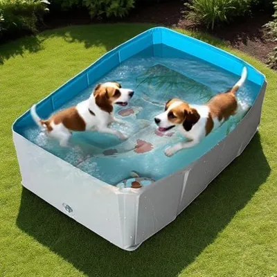 Produktbild von Quadratisches, faltbares Hundeschwimmbecken aus PVC für kleine, mittelgroße und große Hunde, Welpen, Katzen und Kleintiere