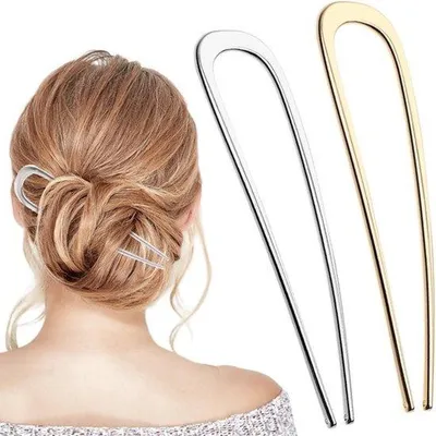Obrázok produktu pre Elegantné spony do vlasov - 2 kusy, U-tvarové kovové spony, dlhé vlasové doplnky pre dámy a dievčatá, ideálne na drdol a rôzne účesy