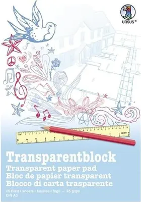 Immagine prodotto di Blocco di carta velina trasparente, 65 g/m², formato A3, confezione da 25 fogli, colore bianco
