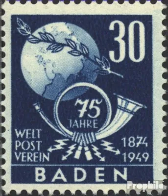 Produktbild von Briefmarken Franz. Zone-Baden 1949 Mi 57 mit Falz Weltpostverein