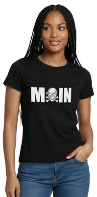 Produktbild von Spreadshirt Moin Mit Piratenkopf Markante Typo Ostsee Frauen T-Shirt, XXL, Schwarz