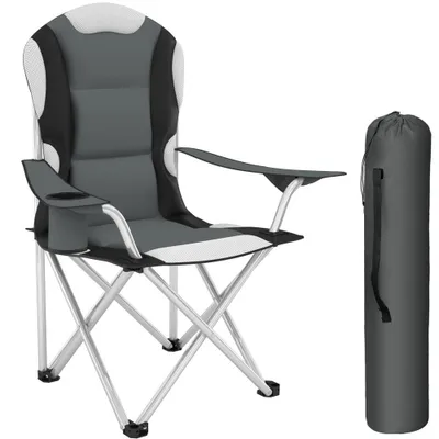 Produktbild von Campingstuhl, Klappstuhl, Angelstuhl, Faltbar Stuhl, Gartenstuhl, bis 150 kg, mit Getränkehalter & Tragetasche