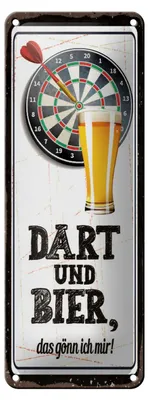 Produktbild von Blechschild Dart und Bier gönn ich mir, 27 x 10 cm, Blechschilder Spruch Sport Hobby