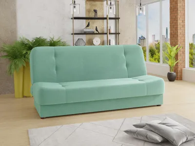 Produktbild von Schlafsofa Sena - Sofa mit Schlaffunktion und Bettkasten, Velours Stoff, Bettsofa mit Bonell-Federkern, Couch (Mintgrün (Manila 11))