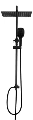 Productafbeelding van Regendouche doucheset - Vierkante hoofddouche 30 x 30 cm - Douchekolom 74 tot 114 cm - Zwart - Roestvrij staal 304