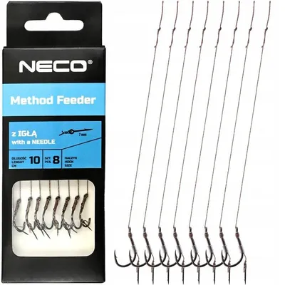Zdjęcie produktu dla Przypony Method Feeder NECO – hak z zadziorem 6, bagnet 7 mm, 10 cm, 8 szt