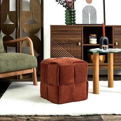 Image de Pouf Cotele Tresse Scott Terracotta