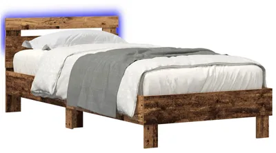 Produktbild von vidaXL Bettrahmen mit LED-Lichtleisten Altholz Holzwerkstoff