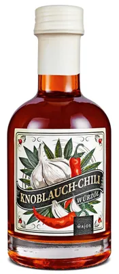 Produktbild von Wajos Knoblauch-Chili Würzöl Ölspezialität scharf 0,25l z.B. für Marinaden, Pasta, Dressings, Dips & Bruschetta - perfektes Grillöl