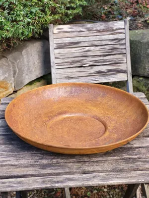 Productafbeelding van Edelrost schaal, handgemaakt, met platte bodem, rond