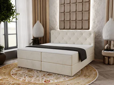 Produktbild von GrainGold Boxspringbett Napoli 180x200 cm - Bett 180x200, Kontinentalbett  mit Bettkasten - Doppelbett mit Matratze - Beige (Monolith 04)