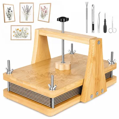 Produktbild von Blumenpresse 28 x 18 cm, Holz Blumenpresse, 24 Papierbögen, 10 Plandeponate, für Basteln