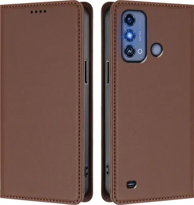 Immagine prodotto di Custodia in pelle per ZTE Blade A53 Pro, custodia magnetica in Finto cuoio con supporto Marrone
