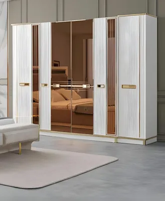 Immagine prodotto di Elegante armadio bianco con specchi e dettagli dorati
