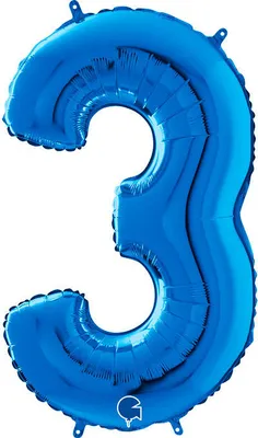 Produktbild von Folienballon Zahl 3 Blau, 66 cm Grabo