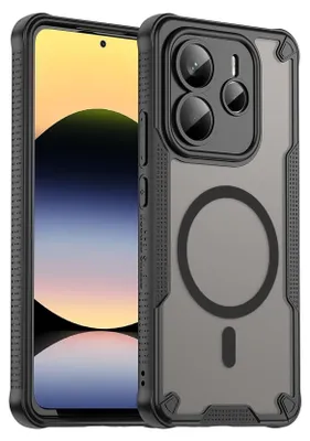 Immagine prodotto di Custodia Defender per Xiaomi Redmi Note 14 5G Custodia protettiva nera opaca Magsafe Backcover Custodia per cellulare