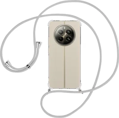 Produktbild von Handykette Backcover-Schutzhülle mit Band (Metall silberfarben) für Realme 12 Plus 5G / Narzo 70 Pro 5G - silbergrau