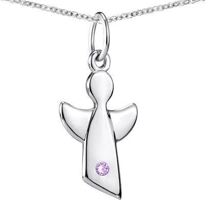 Produktbild von MATERIA Kinder Anhänger Schutzengel Februar Geburtsstein violett Kinderkette Silber 925 KA-459-violett