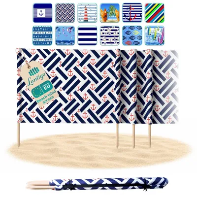 Produktbild von Lantigo Strandparavent Anker 4m Windschutz Sichtschutz Strand Mikrofaser UV-Schutz 80cm