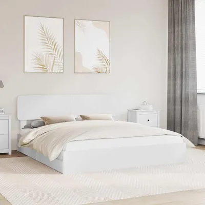 Obrázok produktu pre Maison Exclusive – posteľ s úložným priestorom a čelom Biela 180 x 200 cm Drevený materiál