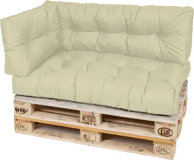 Produktbild von TexDeko Garden Palettenkissen 120x80x18cm wasserabweisend gesteppt Sitzauflage für Europaletten, UV-beständig (3-TLG Set, Sand)