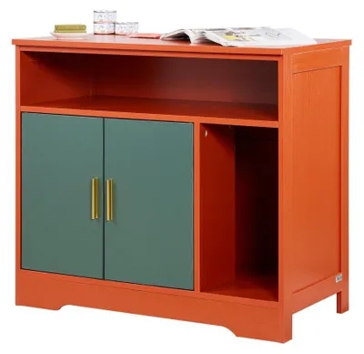 Immagine prodotto di Armadio per lettiera per gatti, rosso e verde - 792x430x710 mm - Realizzato in legno - Adatto per gatti