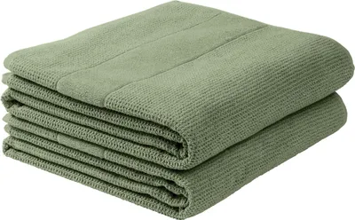 Produktbild von SCHIESSER Duschtuchset Turin | Einfarbig | 2-teilig | 100% Baumwolle | Flauschig & Saugstark | 70x140 cm | Grün