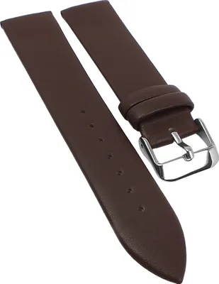 Produktbild von Minott | Uhrenarmband weiches Leder braun glatt flach ohne Naht, Stegbreite:22mm, Schließe:Silbern
