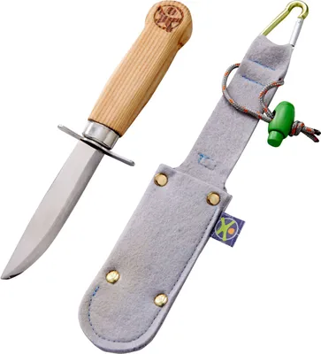 Produktbild von HABA 304245 Terra Kids Outdoormesser, ergonomisches Freizeit und Schnitzmesser, feststehende Klinge aus rostfreiem Stahl, transparent