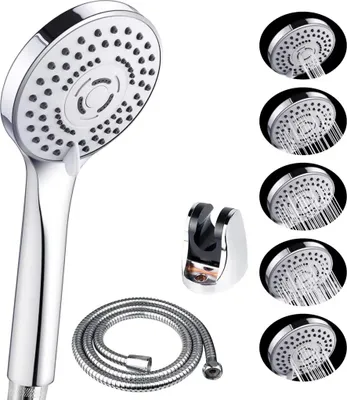Produktbild von Duschkopf Handbrause mit Strahl Funktionen und Massagefunktion Wassersparend Handheld Duschbrause Set mit 1.5m Schlauch