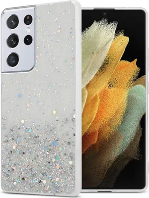 Obrázok produktu pre Cadorabo Case for Samsung Galaxy S21 ULTRA Protective Case in Transparent Mobile Phone Case TPU Case Glitter Cover Case Glitter