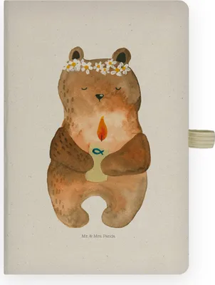 Produktbild von Mr. & Mrs. Panda notizbuch Bär Kommunion - Transparent - Geschenk, skizzenbuch a4, Kladde, Tagebuch, Teddy, Gottes Segen, Taufkerze, Adressbuch, Journal, Katholisch