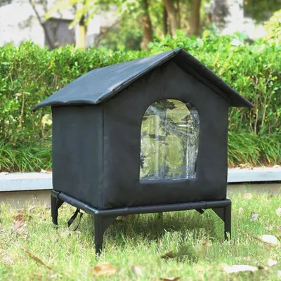 Produktbild von Katzenhaus Outdoor Winterfest Wasserdicht, Katzenhaus Für Draußen Mit Erhöhtem Sockel, Geeignet Für Katzen Und Kleine Hunde, Großer Geschlossener Raum Für Alle Jahreszeiten
