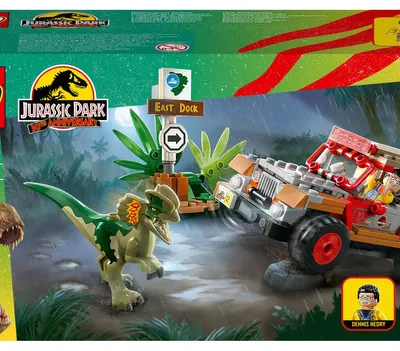 Image de LEGO 76958 Jurassic Park Embuscade du Dilophosaurus, Set de jouets dinosaures avec figurine et jeep pour les enfants de 6 ans et plus
