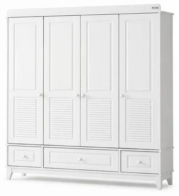 Image de Grande armoire blanche à quatre portes et trois grands tiroirs