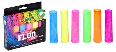 Produktbild von FLUO Straßenkreide Set, 6 Stück, in leuchtenden Farben mit klassischer Spitze