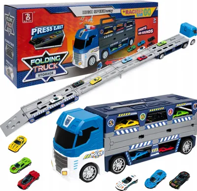 Zdjęcie produktu dla Wyrzutnia Autek Ciężarówka Transporter Laweta 3W1 Ogromna 130 Cm + Resoraki
