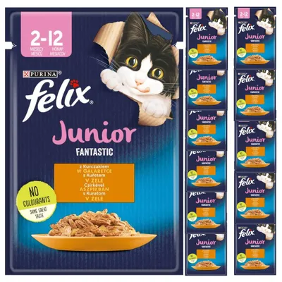 Zdjęcie produktu dla Felix Fantastic Junior Karma Dla Kociąt Kurczak W Galaretce Saszetka 12x85g