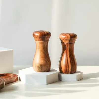 Produktbild von Salz- und Pfeffermühlen-Set - Keramisch - Akazienholz - 13 cm