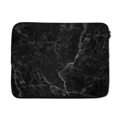 Produktbild von MuchoWow® Laptop Hülle 15 Zoll Marmor - Schwarz - Weiß - Textur - Marmoroptik Laptoptasche - Laptoptasche - Sleeve - Rundum-Schutz